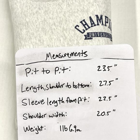 Champion University Crewneck Sweatshirt Reverse Weave Heather Gray Distressed M - Picture 9 of 9